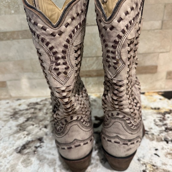 Women's Beige Cowboy Boots - Picture 3 of 6